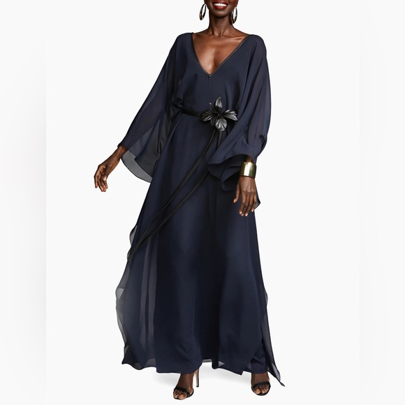 Halston May Chiffon Belted Caftan Dress - Picture 2 of 8